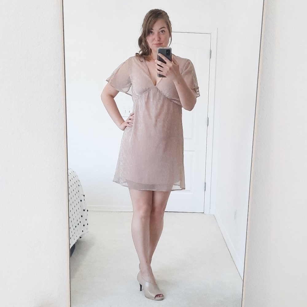 Francesca's Pink Metallic Addison Mini Dress